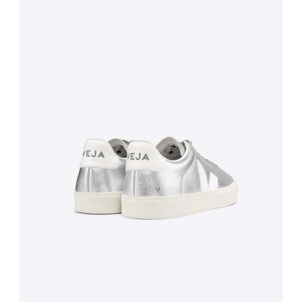 Women's Veja CAMPO CHROMEFREE Low Tops Sneakers Silver | ZA 600AHK